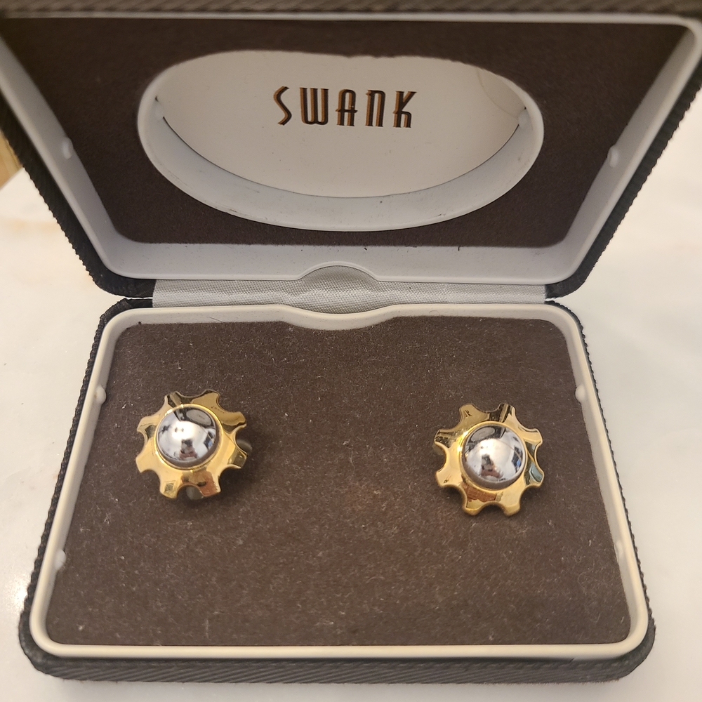 SWANK Two-Tone Gold and Silver Cufflinks